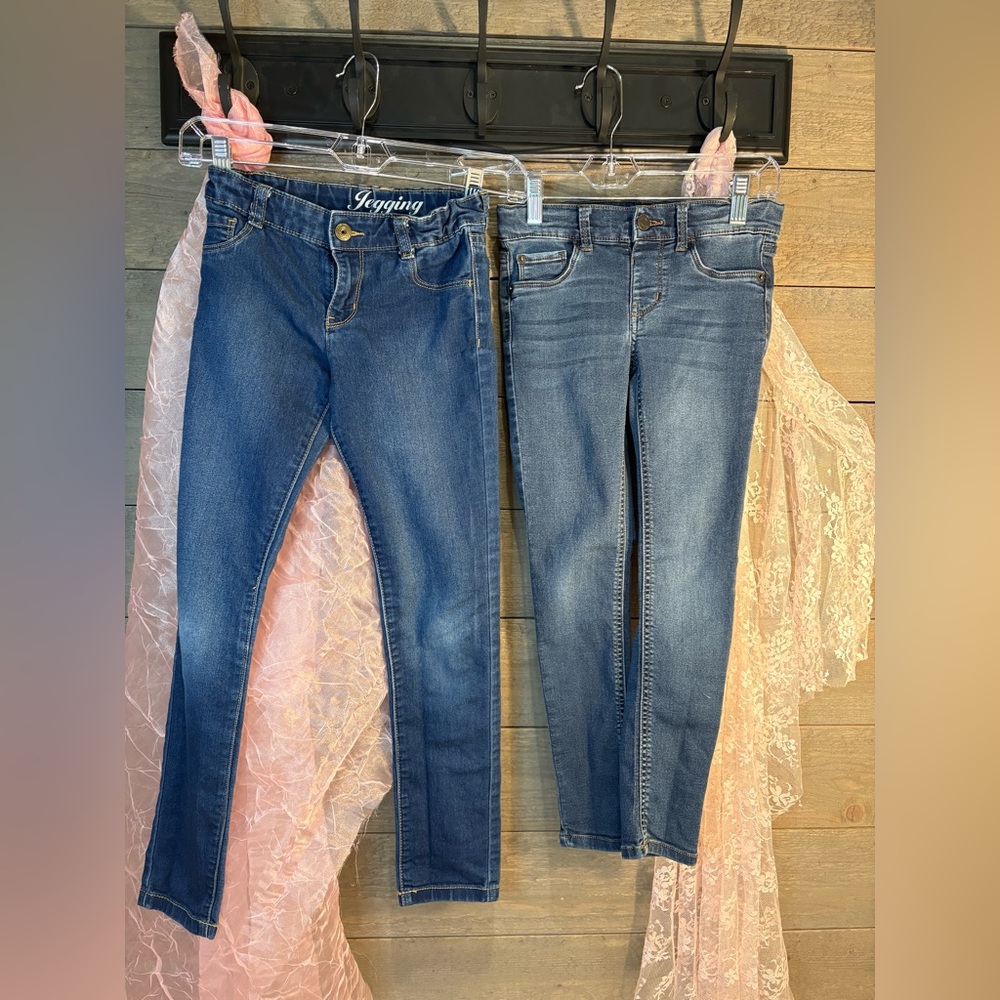 Crazy 8 & Thereabouts Girls Jeggings Bundle Size 6/7 Blue Denim Stretch